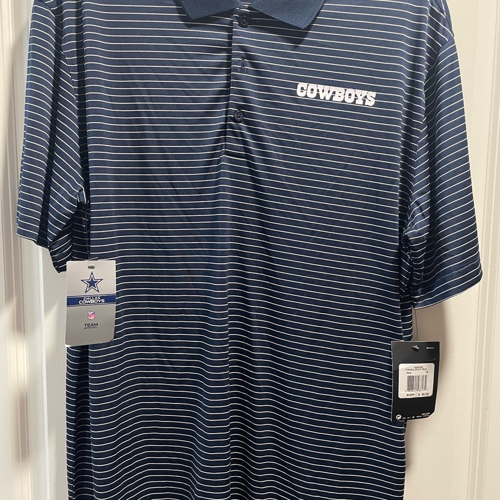 Nike Navy and White Dallas Cowboys Striped Polo Shirt